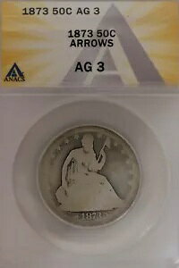 1873 .50 ANACS AG 3 ARROWS 1800�N�� �n�[�t�_���[�A���o�e�B �V�[�e�b�h �n�[�t