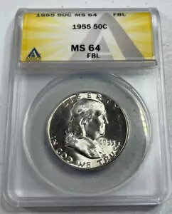 1955 �t�����N���� US �n�[�t�_���[�AMS64 by ANACS�AFBL�A�u���[ �g�[�� REV�ASUPERB