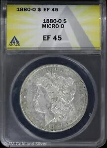 1880-O $1 �����K�� �V���o�[ �_���[ ANACS EF 45 |�}�C�N���I�[XF