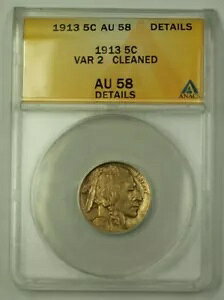 1913 US obt@[ jbP 5c RC VAR 2 ANACS AU-58 ڍ׃N[jOς (ǍD)