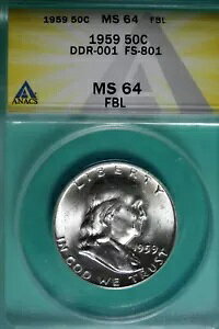 1959 - ANACS MS64 FBL DDR-001 FS-801 �t�����N���� 0.5 �h��!! #B26311