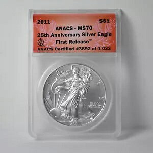 2011 �A�����J�� �V���o�[ �C�[�O�� $1 25th Ann.�ŏ��̃����[�X ANACS MS70 (slx3978)