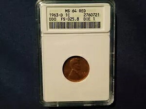 1963-D 1C �����J�[���L�O�Z���^�[ ���ɒ����� DDO FS - 025.8 �_�C 1 ANACS MS 64 ���b�h