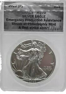 2020 (P) �V���o�[ �C�[�O�� ANACS MS 70 EPA �X�g���b�N �t�B���f���t�B�A �~���g #554