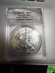 2020 ファースト ストライク アメリカン シルバー イーグル ASE 1 オンス コイン MS70 ANACS
