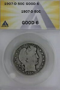 1907-D .50 ANACS G 6 �o�[�o�[ �n�[�t�_���[�A���o�e�B �w�b�h �n�[�t�A50 �Z���g