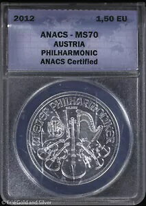 2012 ?1.50 �I�[�X�g���A 1�I���X �V���o�[ �E�B�[���E�t�B���n�[���j�[�ǌ��y�c 1.5���[�� ANACS MS 70 UNC BU