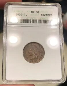 1904 �C���f�B�A�� �w�b�h �Z���g �O���[�h AU58 by ANACS �\�[�v�{�b�N�X �z���_�[ �^�C�v �R�C�� �g�[��