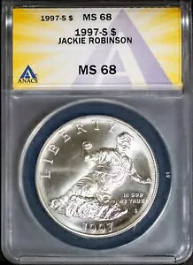 1997-S $1 �V���o�[ �W���b�L�[ ���r���\�� MS 68 ANACS # 7786827 + �{�[�i�X