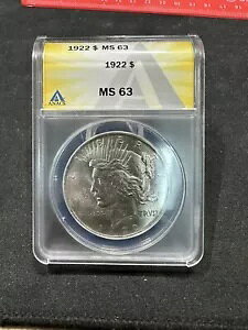 1922 ANACS MS 63 平和銀ドル、アメリカ合衆国銀貨 1 ドル