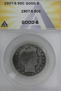 1907-S .50 ANACS G 6 �o�[�o�[ �n�[�t�_���[�A���o�e�B �w�b�h �n�[�t�A50 �Z���g