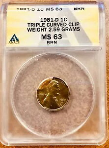 1981 D 1c �����J�[���~���g�G���[ �g���v���J�[�u�N���b�v ANACS MS63 BN �ɏՓ�