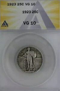 1923 .25 ANACS VG 10 �X�^���f�B���O ���o�e�B �N�H�[�^�[�A���o�e�B 25 �Z���g