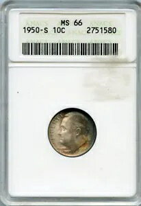 1950 S 10C ANACS MS 66 (�V�i������) �g�[���h ���[�Y�x���g �V���o�[ �_�C��