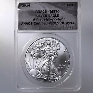 2016 �A�����J�� �V���o�[ �C�[�O�� S$1 ANACS �F�� MS70 �t�@�[�X�g �X�g���C�N #3311 / 4214