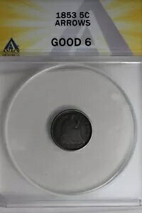 1853 .05 ANACS G 6 ARROWS �n�[�t�_�C���A�V�[�e�b�h ���o�e�B �n�[�t�_�C��