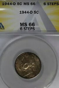 1944-D .05 ANACS MS66 6 STEPS �W�F�t�@�[�\�� �j�b�P���A5C �s�[�X�A5 �Z���g�A0.05�A5C