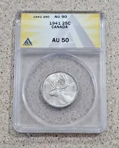 1941 Ji_ 25 Zg RC ANACS  AU 50- 25C LO W[W 4  80% 