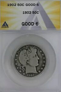 1902 .50 ANACS G 6 �o�[�o�[ �n�[�t�_���[�A���o�e�B �w�b�h �n�[�t�A50 �Z���g