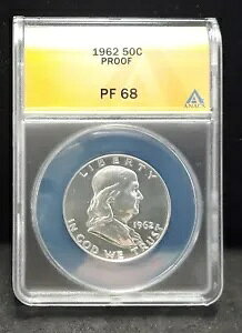 1962 �t�����N���� �V���o�[ �n�[�t�_���[ - ANACS PF 68 - 5931 ENN �R�C��
