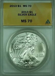2013 �A�����J�� �V���o�[ �C�[�O�� S$1 �h�� ANACS MS-70 (B)