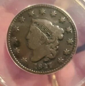 1827 コロネット ラージ セント ANACS VG-8 ~ 本当に魅力的な問題のないコイン