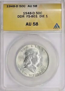 �G���[ 1948-D �t�����N���� �n�[�t�_���[ �_�u�� �_�C ���o�[�X FS-801 �_�C 1 ANACS AU58