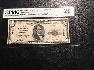 国立銀行券 ガーフィールド ニュージャージー PMG 20 vf 19枚の小額紙幣のみが知られている