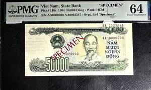 PMG64 UNC 1994 xgi 50,000h uSPECIMENvS/N3597 B/notei+FREE1 notej #23690