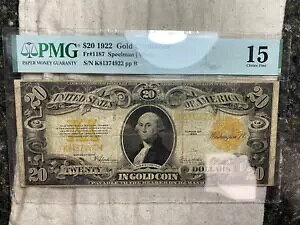 1922�N 20�h������ PMG Fine 15 Fr. 1187 Speelman White �O���[�f�B���O�ς� �R�����g�Ȃ�