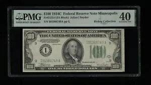 DBR 1934-C $100 ~lA|X Fr. 2155-I PMG XF-40 VA I01388749A