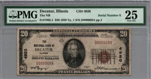 1929 NBDTIL 20�h�� �i�V���i���u���E���V�[�� CH#4920 PMG 25 VF FRN1802-1