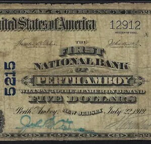 ???? NJ 1902 $5 ??パースアンボイ、ニュージャージー州?? PMG F12