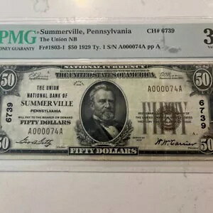 1929�N 50�h�� ���j�I���E�i�V���i���E�o���N �T�}�[�r�� PA �y���V���o�j�A PMG 30 Ch#6739