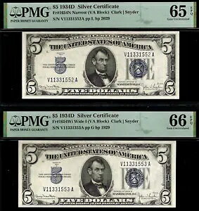 1934D $5 ⌔ PMG 66EPQ ] Ch I / i[ `FWI[o[ Fr 1654