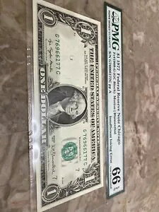 1977年 1ドル連邦準備銀行券 インク不足エラー PMG Gem 66EPQ