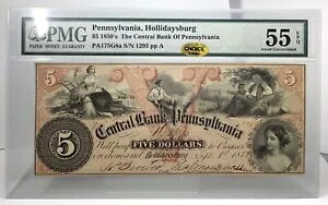 �y���V���x�j�A�B�z���f�[�Y�o�[�O $5 1850�N�� PA175G8a S/N 1295 pp A PMG AU55 #