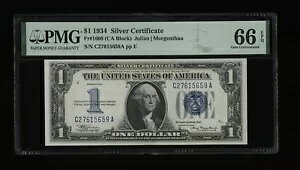 DBR 1934 $1 Vo[ t@j[obN Fr. 1606 CA ubN WF PMG 66 EPQ VA C27615659A