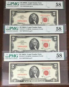 1963A $2 STAR @ʉݎ x 3 AVA Fr# 1514* bhV[!