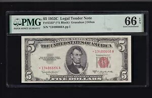 č 1953C 5h STAR NOTE* A ubN FR 1535* PMG 66 EPQ GEM CU (666*)