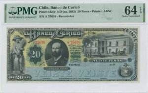 ` 20 y\ ND (1882 N)APMG 64 EPQAuBanco de CuricovP# S220-