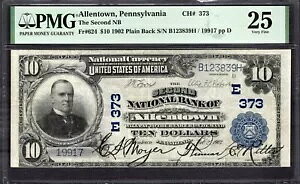 1902�N $10 ��2NB �A�����^�E�� �y���V���o�j�A PMG 25 Fr.624 CH#373