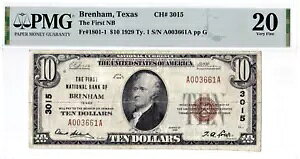 $10 1929 T1 National BRENHAM eLTXB TX ???? u[xACXN[̌̋ PMG 20 VF
