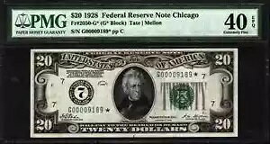 1928N 20h AMsX^[m[g VJS FR.2050-G* PMG EXT FINE 40 EPQ (189*)