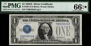 1928A $1.00 �V���o�[ Y36655833A P.M.G #66EPQ-STAR-