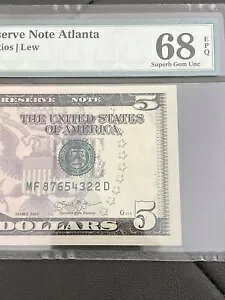 Error Over Ink Super Ladder 87654322 - 2013 $5 FRN Atlanta PMG 68EPQAgbvAIII