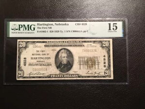 $20 1929 �i�V���i�� BN �n�[�e�B���g�� �l�u���X�J PMG 15 �`���C�X �t�@�C�� �I�����[ 15 �X���[�� No32!!