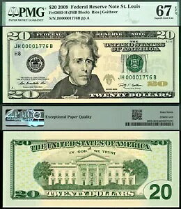 2009 $20 FRN FR-2095H [t@V[ AJaN 1776 S/N JH00001776B USA