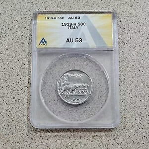 C^A 1919 R 50 Centesimi RC ANACS AU 53 - C^A[} - NxRC - 