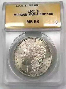 1921�N P �����K���E�_���[ ANACS MS63 TOP 100 VAM-4 �s���/���C�h���[�h�A�_�u�� N/N
